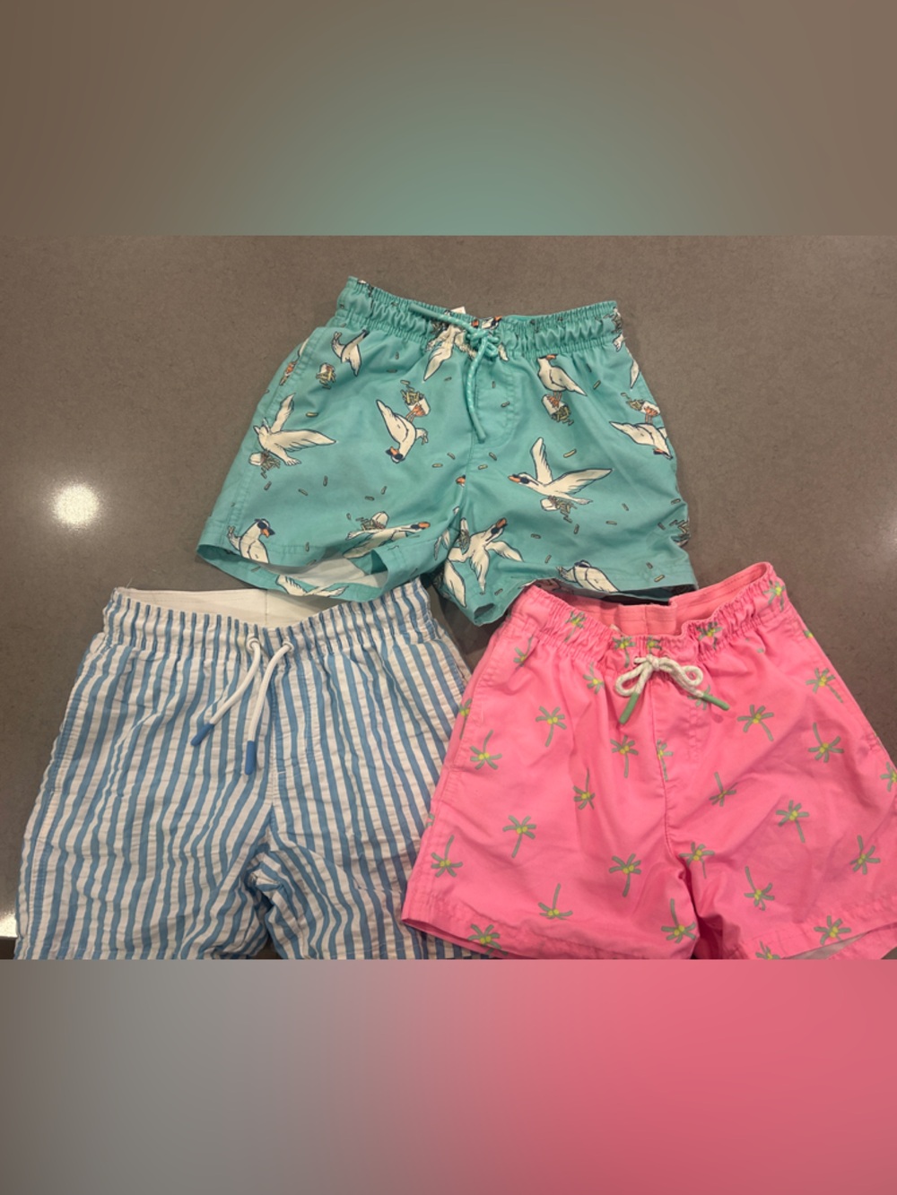 3 Pairs Boys' Swim Shorts - Teal Seagull, Pink Palm, Blue Stripe Cat & Jack S